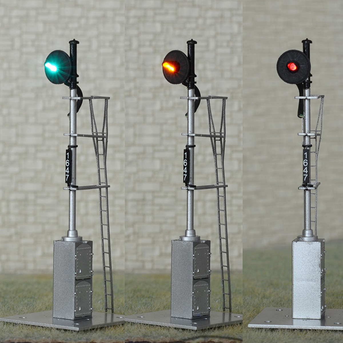 1 x HO scale model railroad tri-colors searchlight signal fine metal cabinet #03